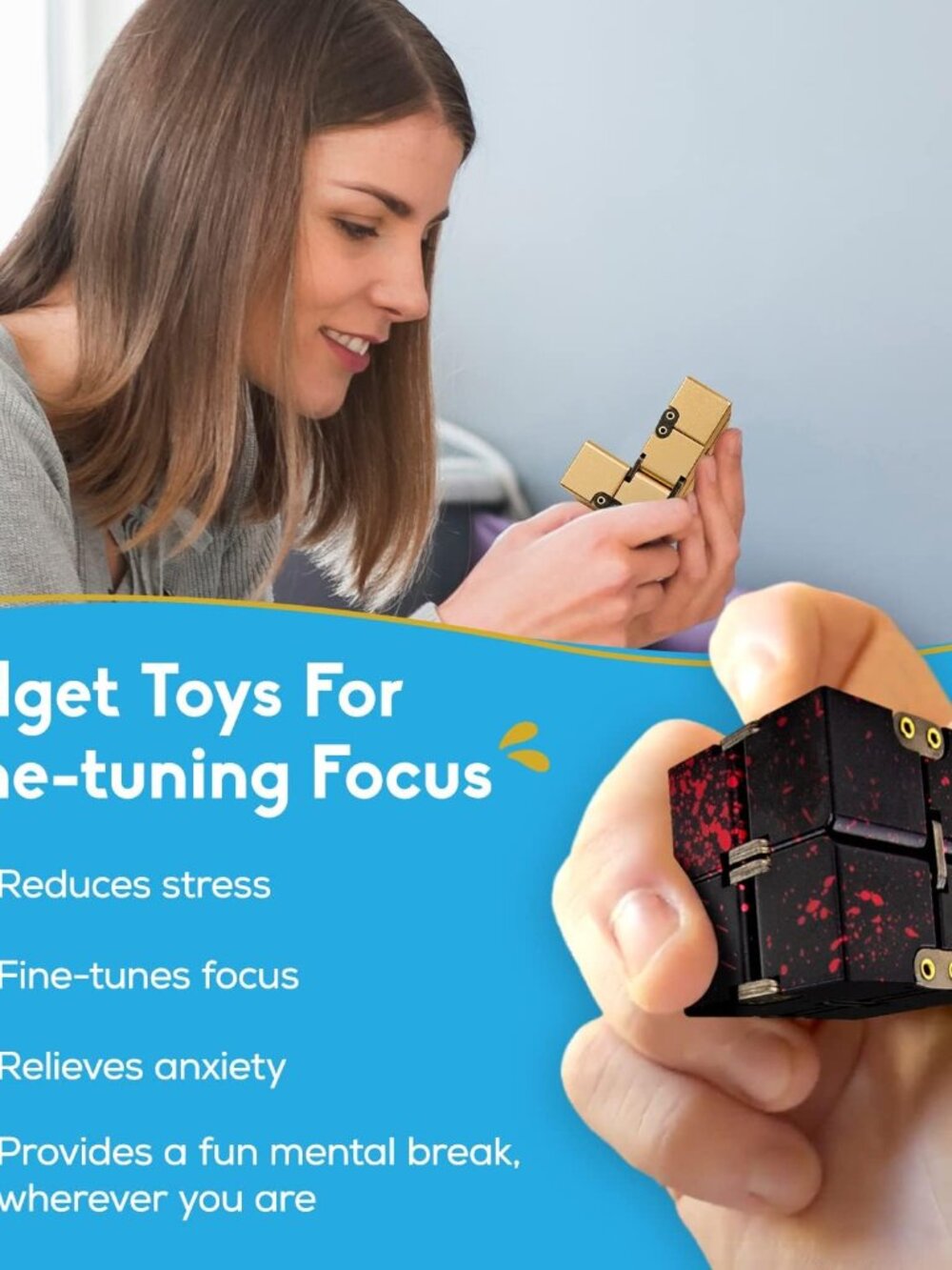 theFube Infinity Cube Fidget Toys Adults - Aluminum Infinite Magic Cube with Cas - Picture 3 of 9